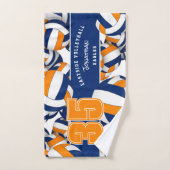 多くのバレーボールカスタムチーム名ブルーオレンジ ハンドタオル (ハンドタオル)