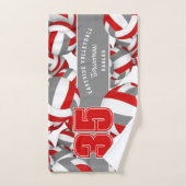 多くのバレーボールカスタムチーム名レッドグレー バスタオルセット (ハンドタオル)