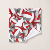 多くのバレーボールカスタムチーム名レッドグレー バスタオルセット (ウォッシュタオル)