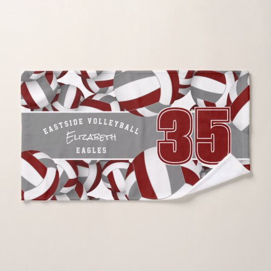 多くのバレーボールマルーングレーチームカラー ハンドタオル (ハンドタオル)