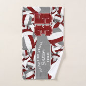 多くのバレーボールマルーングレーチームカラー ハンドタオル (ハンドタオル)