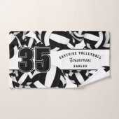 多くのバレーボール競技団体名白黒 ハンドタオル (ハンドタオル)