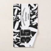 多くのバレーボール競技団体名白黒 ハンドタオル (ハンドタオル)