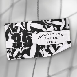 多くのバレーボール競技団体名白黒 ハンドタオル