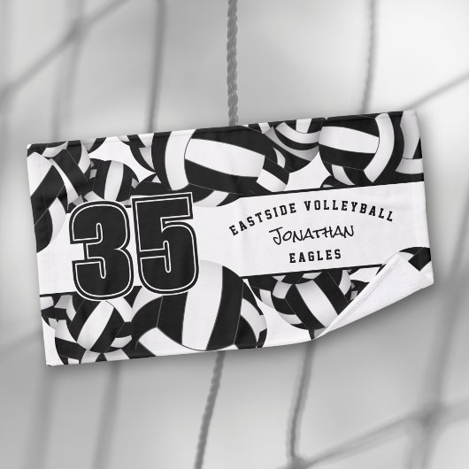 多くのバレーボール競技団体名白黒 ハンドタオル