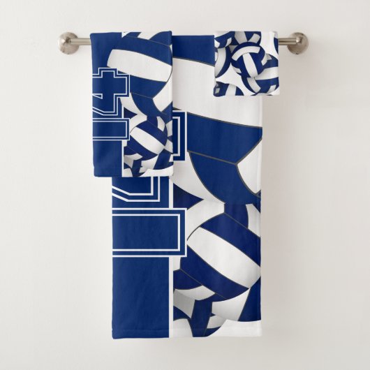 多くのバレーボール選手の名前の青いチームカラー バスタオルセット (インサイチュ)