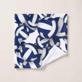 多くのバレーボール選手の名前の青いチームカラー バスタオルセット (ウォッシュタオル)