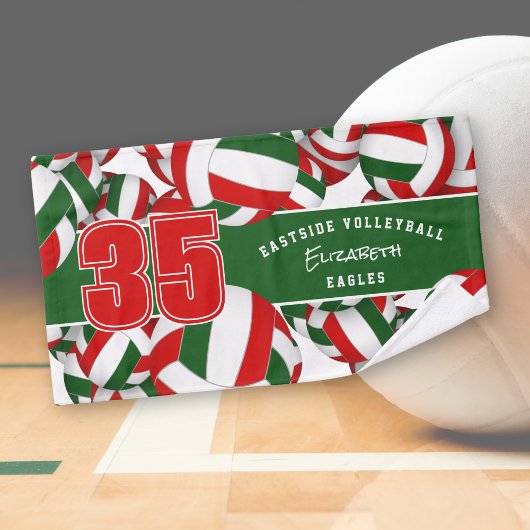 多くのバレーボール選手ジャージー番号レッド・グリーン ハンドタオル