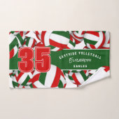 多くのバレーボール選手ジャージー番号レッド・グリーン ハンドタオル (ハンドタオル)