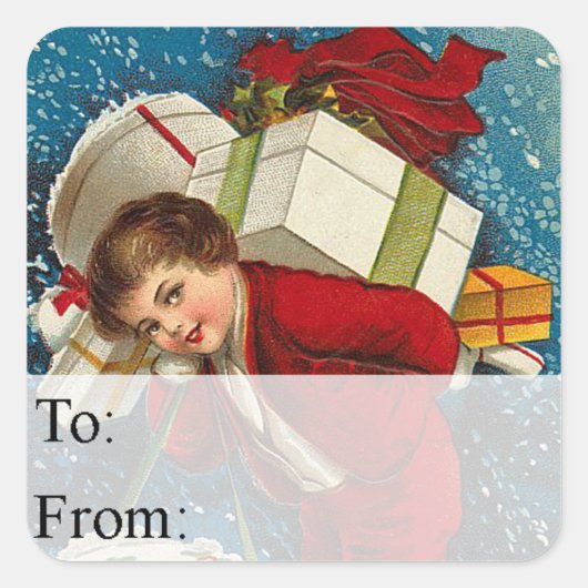 多くのパッケージヴィンテージクリスマスプレゼントラベル スクエアシール (正面)