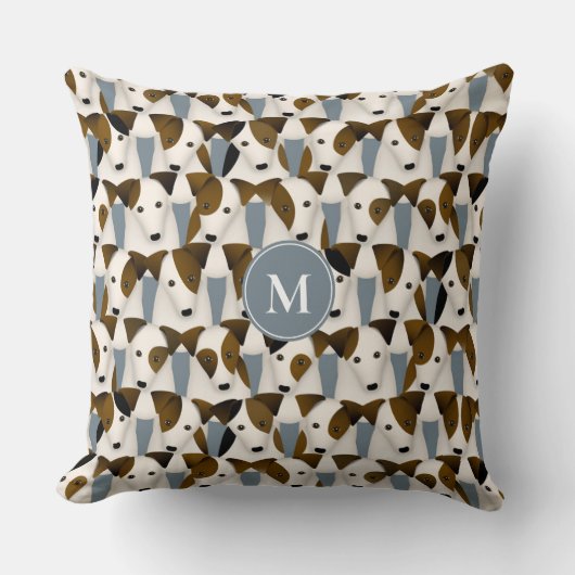 多くのパーソン・ジャック・ラッセル・テリア犬パターン クッション (正面)