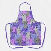 多くのパープルキャッツデザイン エプロン (正面)