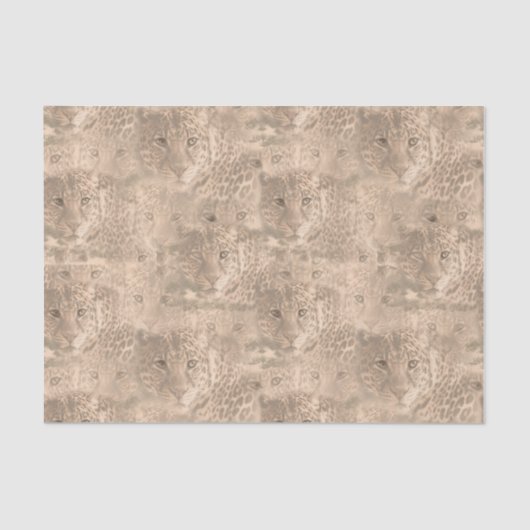 多くのヒョウの柔らかい日焼け色の繰り返しパターン 薄葉紙 (正面)