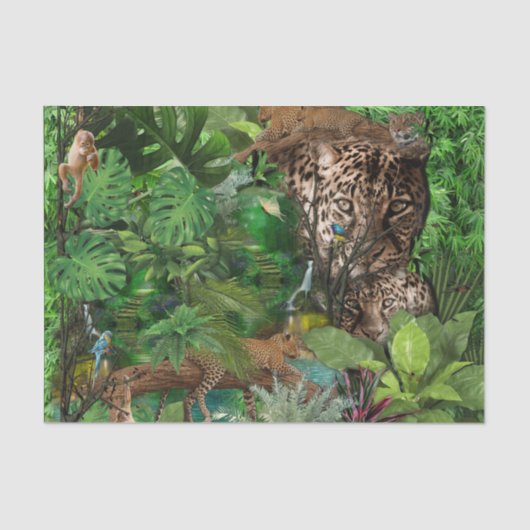 多くのヒョウの柔らかい日焼け色の繰り返しパターン 薄葉紙 (正面)