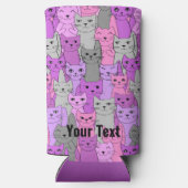 多くのピンクパープルキャッツデザインセルツァークーラーボックス スリム缶クーラー (裏面)