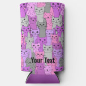 多くのピンクパープルキャッツデザインセルツァークーラーボックス スリム缶クーラー (正面)