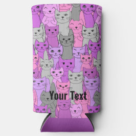 多くのピンクパープルキャッツデザインセルツァークーラーボックス スリム缶クーラー