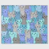 多くのブルーキャッツデザイン包装紙転が ラッピングペーパー (フラット)