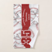 多くのベースボールカスタム選手とチーム名 バスタオルセット (ハンドタオル)