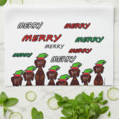 多くのメリーなダックスフントのクリスマスの台所タオル キッチンタオル (折り畳み)