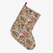 多くのヴィンテージサンタ ラージクリスマスストッキング (正面 (吊り時))