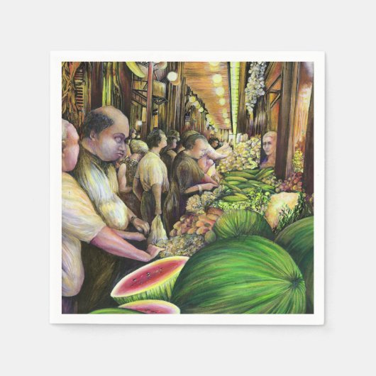 多くの人、多くのメロン、ブダペスト スタンダードカクテルナプキン (正面)