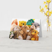 多くの動物がハッピーバースデーと言う カード (黄色い花)