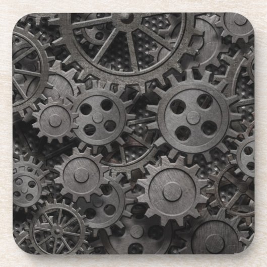 多くの古い錆ついた金属のギアか機械部品 コースター (正面)