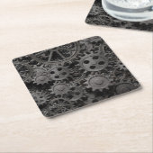 多くの古い錆ついた金属のギアか機械部品 スクエアペーパーコースター (アングル)