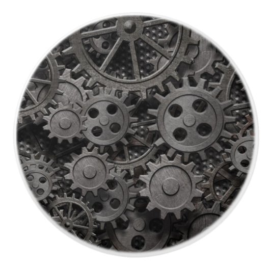 多くの古い錆ついた金属のギアか機械部品 セラミックノブ (正面)