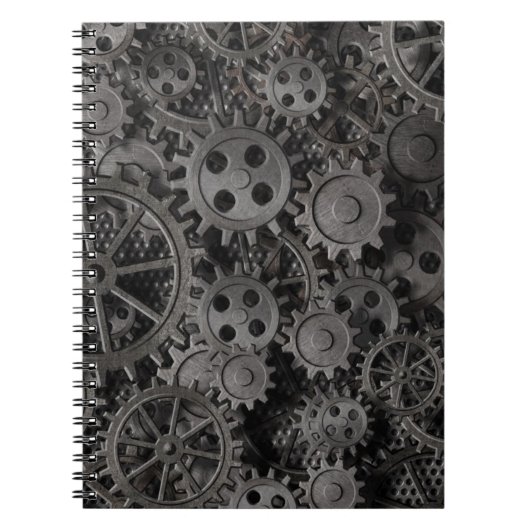 多くの古い錆ついた金属のギアか機械部品 ノートブック (正面)
