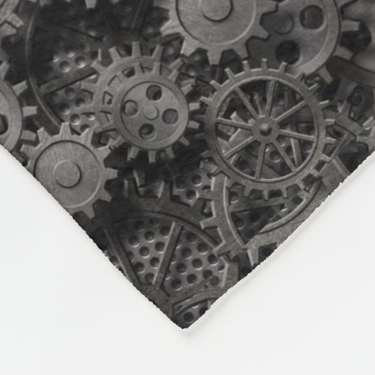 多くの古い錆ついた金属のギアか機械部品 フリースブランケット (角)