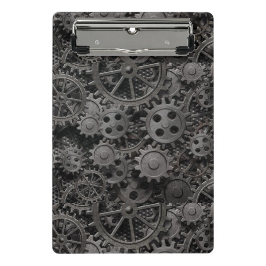 多くの古い錆ついた金属のギアか機械部品 ミニクリップボード (正面)