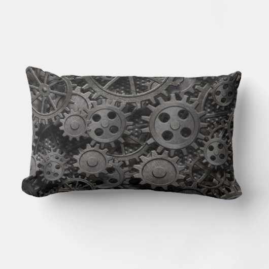 多くの古い錆ついた金属のギアか機械部品 ランバークッション (正面)