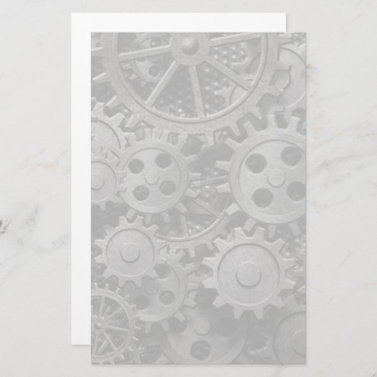 多くの古い錆ついた金属のギアか機械部品 便箋 (正面/裏面)