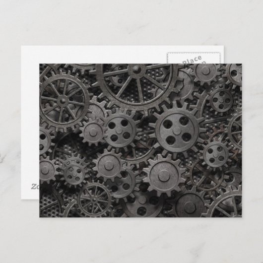 多くの古い錆びた金属ギアまたは機械部品 ポストカード (正面/裏面)