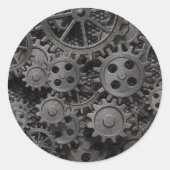 多くの古い錆びた金属ギアまたは機械部品 ラウンドシール (正面)