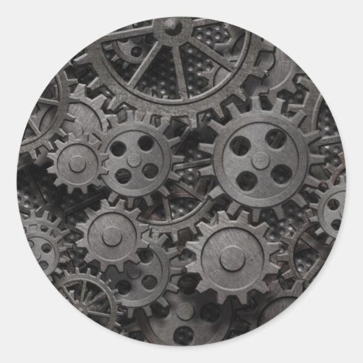 多くの古い錆びた金属ギアまたは機械部品 ラウンドシール (正面)