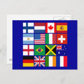 多くの国のTシャツ、マグカップの16旗が続く ポストカード (正面/裏面)