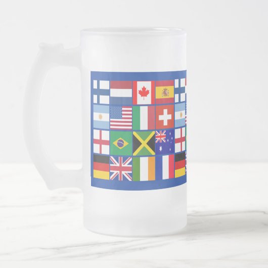 多くの国家のTシャツの16旗、マグ、多く フロストグラスビールジョッキ (左)