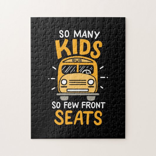 多くの子供たちをバスで運転する ジグソーパズル (縦)