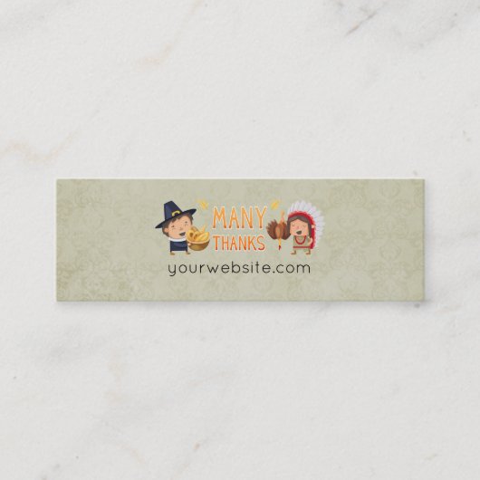 多くの巡礼感謝してい者と先住民は共に感謝する スキニー名刺 (正面)