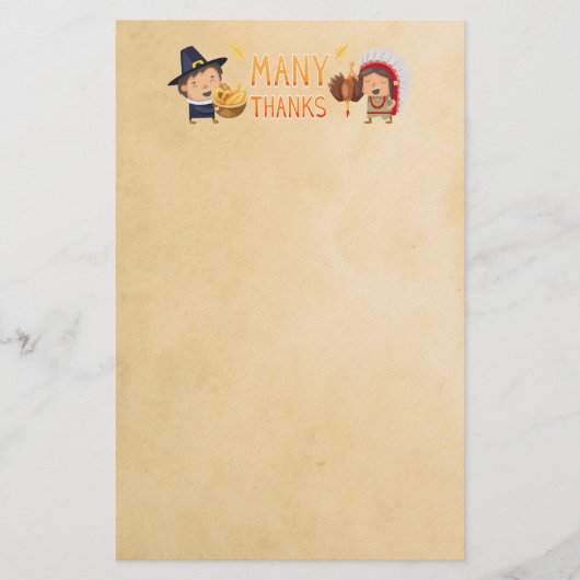 多くの巡礼感謝してい者と先住民は共に感謝する 便箋 (正面)