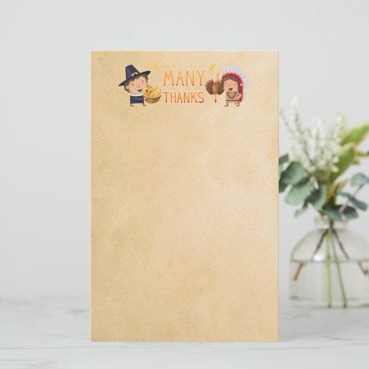 多くの巡礼感謝してい者と先住民は共に感謝する 便箋 (スタンド正面)