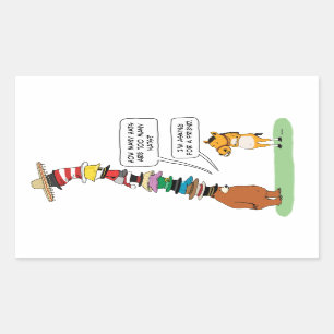 多くの帽子を身に着けているおもしろいなくま 長方形シール