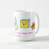 多くの形、多くの色1つの世界 コーヒーマグカップ (正面右)