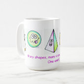 多くの形、多くの色1つの世界 コーヒーマグカップ (正面左)