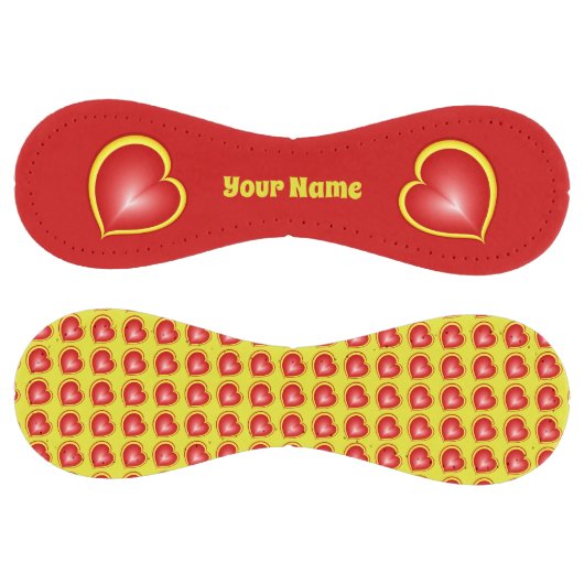 多くの愛で赤い黄色のモダンハート独自の名前 ソフトボール (パネル)
