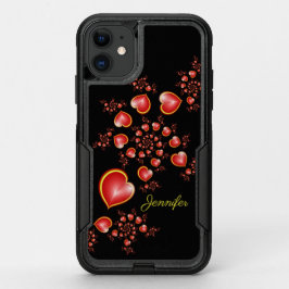多くの愛と赤い黄色のハートフラクタルアート名 オッターボックスコミューターiPhone 11ケース