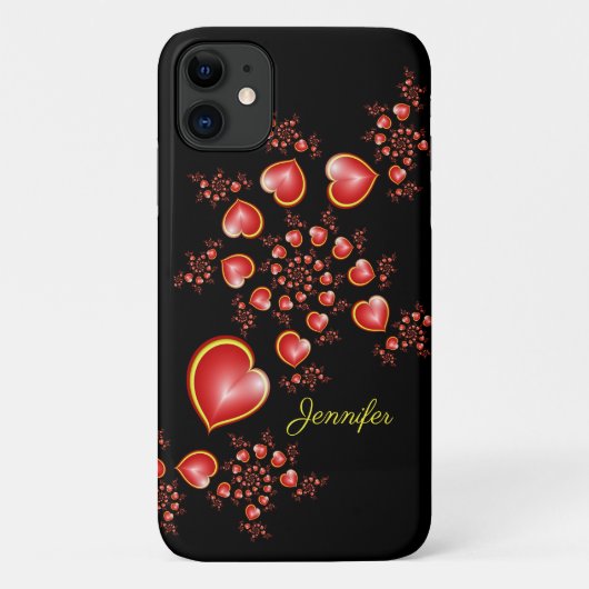 多くの愛と赤い黄色のハートフラクタルアート名 Case-Mate iPhoneケース (裏面)